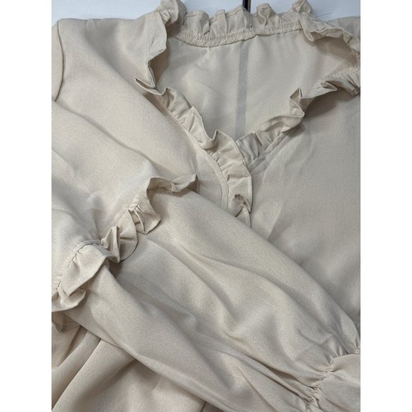 NWOT Ivory long sleeve ruffled blouse xl‎ unbranded - Picture 1 of 5